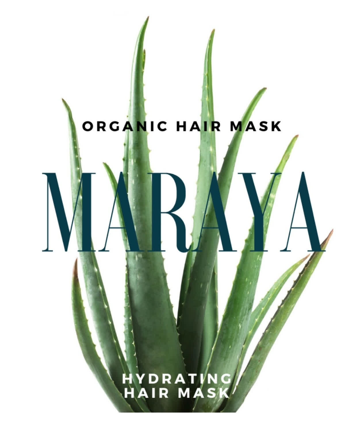 Maraya organic hydrating hair mask label with aloe illustration